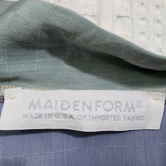 Vintage Maidenform Checkered Pastel Blue & Green Lingerie Silky Robe Size Large - Picture 12 of 13